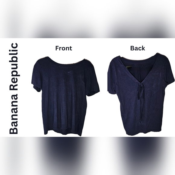 Banana Republic Tops - Chic Navy Blue Banana Republic Women's Medium Top with Back Bow – Short Sleeve